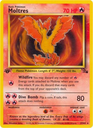 Moltres (27) 027 - 1st Edition Fossil - Rare
