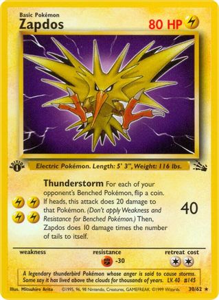 Zapdos (30) 030 - 1st Edition Fossil - Rare