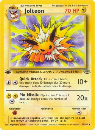 Jolteon (20) 020 - 1st Edition Jungle - Rare