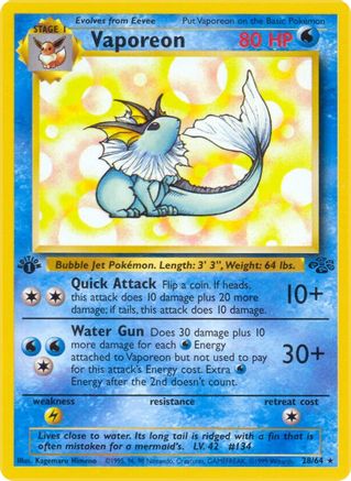 Vaporeon (28) 028 - 1st Edition Jungle - Rare