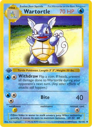 Wartortle 042 - 1st Edition Base Set Shadowless - Uncommon