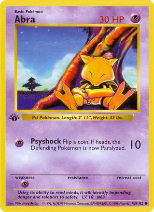 Abra 043 - 1st Edition Base Set Shadowless - Common