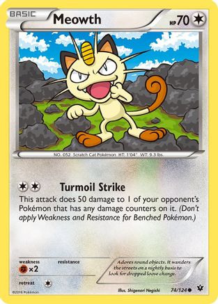 Meowth 074 - Reverse Holofoil XY Fates Collide - Common
