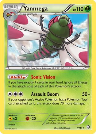 Yanmega 007/114 - Reverse Holofoil XY Steam Siege - Rare