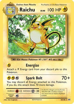 Raichu 036 - Holofoil XY Evolutions - Holo Rare
