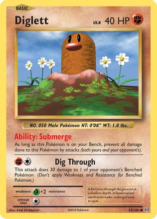 Diglett 055 - Reverse Holofoil XY Evolutions - Common