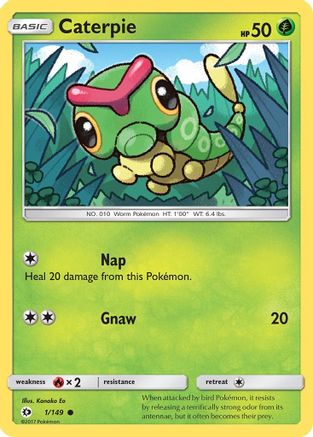 Caterpie 001 - Reverse Holofoil SM Base Set - Common