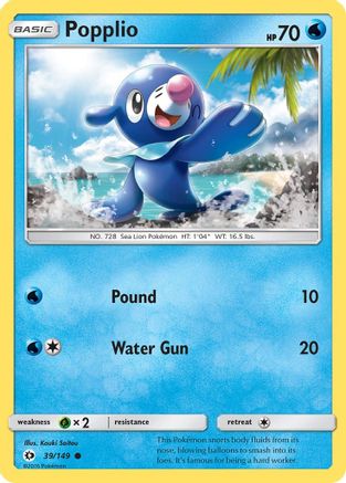 Popplio 039 - Reverse Holofoil SM Base Set - Common
