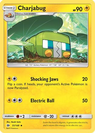 Charjabug 051 - Reverse Holofoil SM Base Set - Uncommon