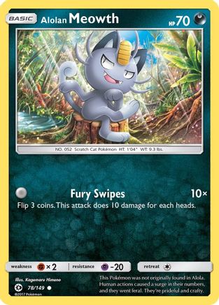 Alolan Meowth 078 - Reverse Holofoil SM Base Set - Common