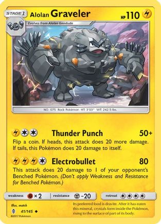 Alolan Graveler 041/145 - Reverse Holofoil SM Guardians Rising - Uncommon