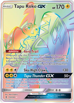 Tapu Koko GX (Secret) 153 - Holofoil SM Guardians Rising - Secret Rare