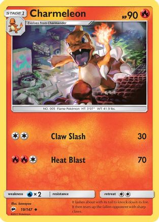 Charmeleon 019 - Reverse Holofoil SM Burning Shadows - Uncommon