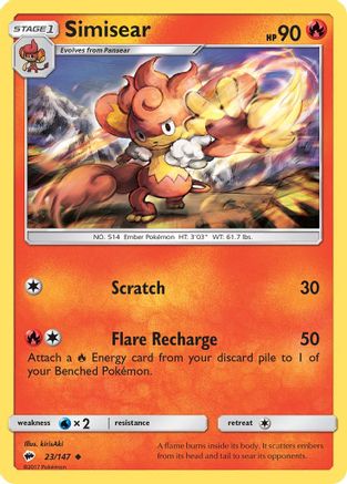 Simisear 023 - Reverse Holofoil SM Burning Shadows - Uncommon