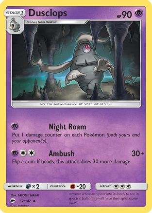Dusclops 052 SM Burning Shadows - Uncommon