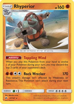 Rhyperior 067/147 - Holofoil SM Burning Shadows - Holo Rare