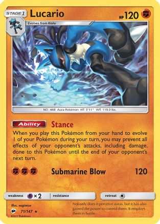 Lucario 071 - Holofoil SM Burning Shadows - Holo Rare