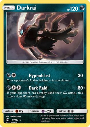 Darkrai 087 - Reverse Holofoil SM Burning Shadows - Holo Rare