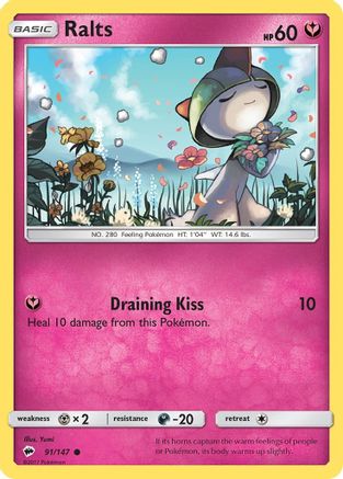 Ralts 091 - Reverse Holofoil SM Burning Shadows - Common