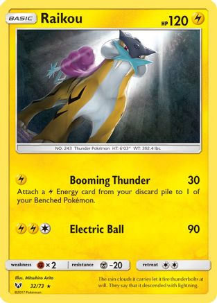 Raikou 032 - Reverse Holofoil Shining Legends - Holo Rare