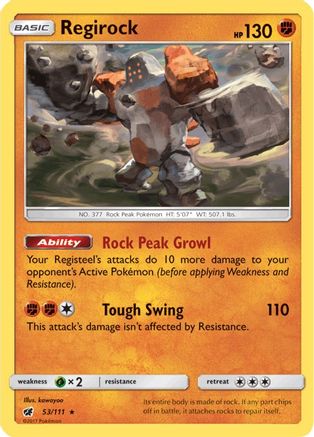 Regirock 053 - Reverse Holofoil SM Crimson Invasion - Rare