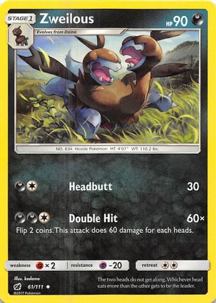 Zweilous 061 - Reverse Holofoil SM Crimson Invasion - Uncommon