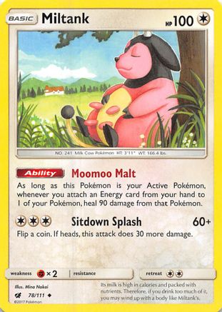 Miltank 078 - Reverse Holofoil SM Crimson Invasion - Uncommon