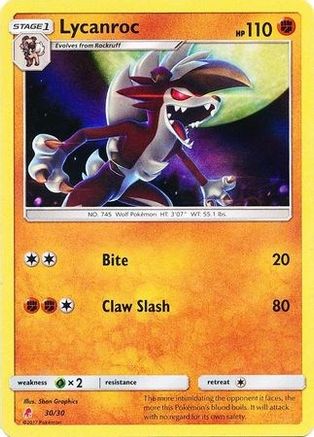 Lycanroc (#30 Holofoil) - Holofoil SM Trainer Kit Lycanroc & Alolan Raichu - Uncommon