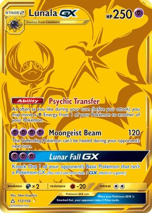 Lunala GX (Secret Rare) 172 - Holofoil SM Ultra Prism - Secret Rare