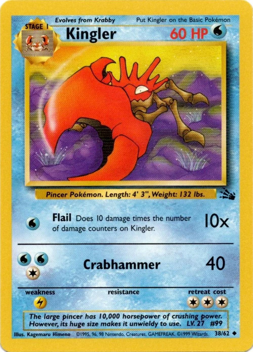 Kingler 038 - Unlimited Fossil - Uncommon
