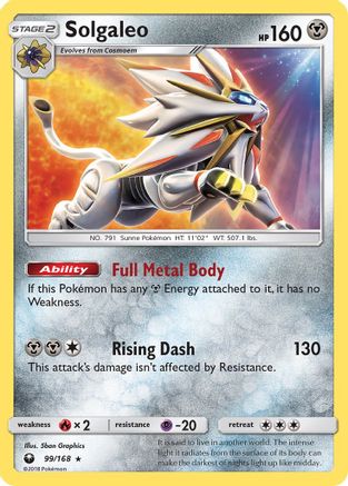 Solgaleo/168 - Reverse Holofoil SM Celestial Storm - Holo Rare