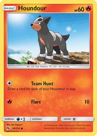 Houndour 045 - Reverse Holofoil SM Lost Thunder - Common
