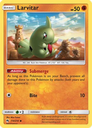 Larvitar (114) 114 - Reverse Holofoil SM Lost Thunder - Common
