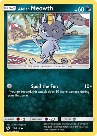 Alolan Meowth 118 - Reverse Holofoil SM Lost Thunder - Common