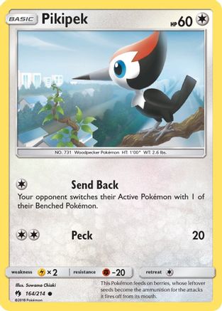Pikipek (164)/214 - Reverse Holofoil SM Lost Thunder - Common
