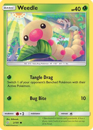 Weedle (2) 002 - Reverse Holofoil SM Team Up - Common