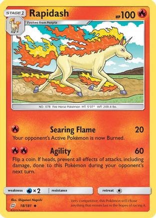 Rapidash 018 - Reverse Holofoil SM Team Up - Uncommon