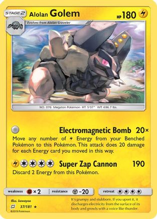 Alolan Golem 037 - Reverse Holofoil SM Team Up - Rare