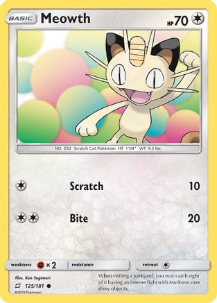Meowth 125 SM Team Up - Common