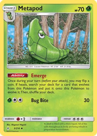 Metapod 003 - Reverse Holofoil SM Unbroken Bonds - Uncommon