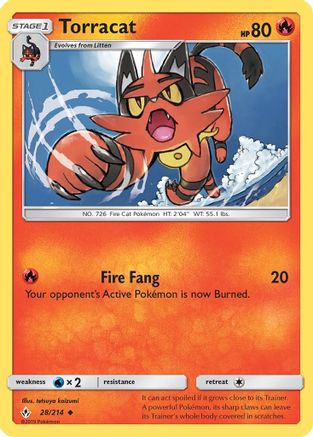 Torracat 028 - Reverse Holofoil SM Unbroken Bonds - Uncommon