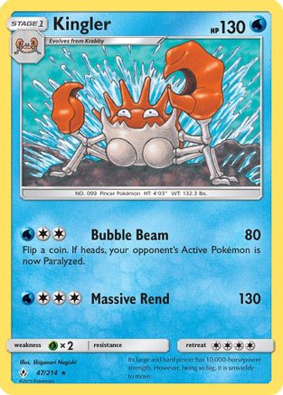Kingler - Reverse Holofoil SM Unbroken Bonds - Rare