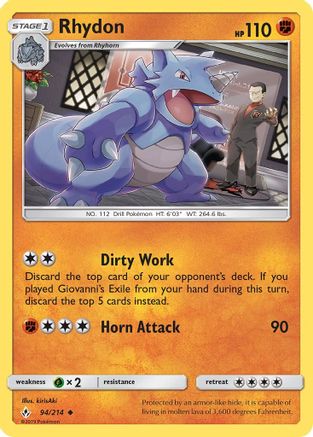 Rhydon 094 - Reverse Holofoil SM Unbroken Bonds - Uncommon