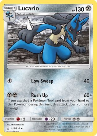 Lucario 126 - Holofoil SM Unbroken Bonds - Holo Rare