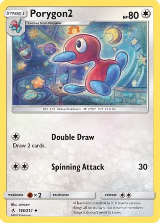 Porygon2 156 - Reverse Holofoil SM Unbroken Bonds - Uncommon