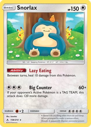 Snorlax 158 - Holofoil SM Unbroken Bonds - Holo Rare