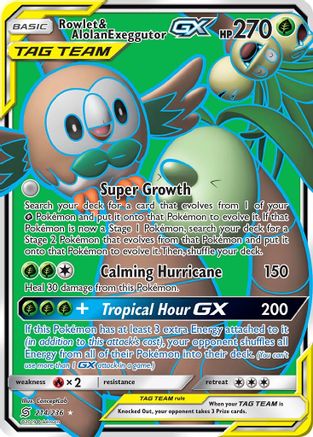 Rowlet & Alolan Exeggutor GX (Full Art) 214 - Holofoil SM Unified Minds - Ultra Rare