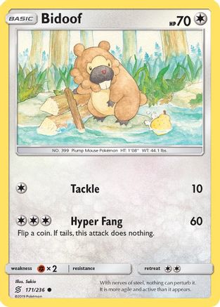 Bidoof 171 - Reverse Holofoil SM Unified Minds - Common