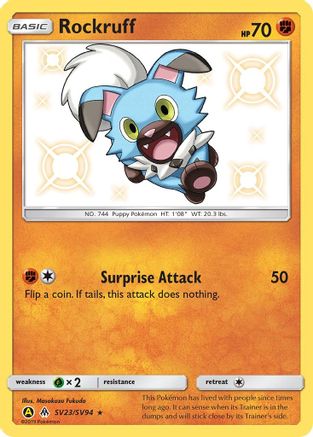Rockruff SV23/SV94 - Holofoil Hidden Fates Shiny Vault - Shiny Holo Rare