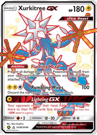 Xurkitree GX SV58/SV94 - Holofoil Hidden Fates Shiny Vault - Shiny Holo Rare